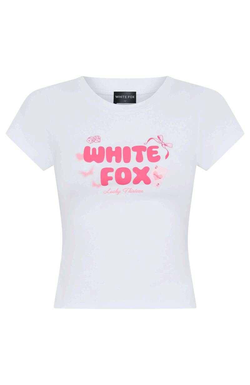 Lucky Thirteen Stephanie Baby Tee - White | Women's Form-Fitting Graphic Tee