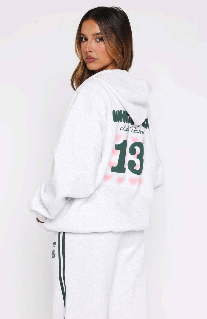Lucky Thirteen Charise Zip Front Hoodie - Grey Marle | Women's Oversized Fleece Hoodie