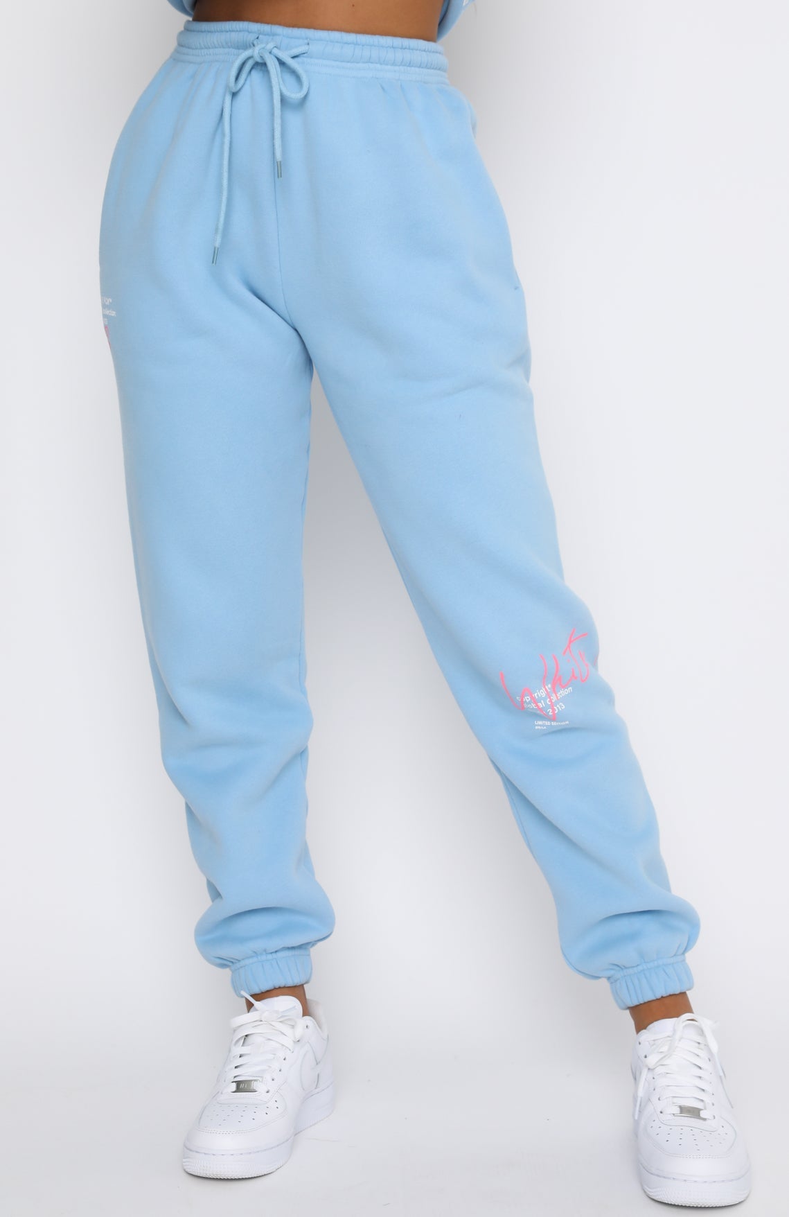 New Story Sweatpants - Baby Blue | Fleece Joggers with Printed Graphic Detail