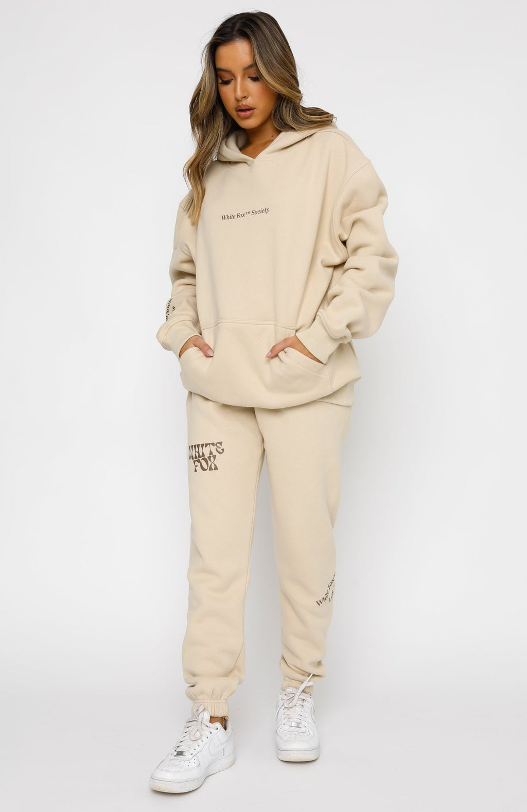 Can't Get Enough Sweatpants - Sand | Vintage Fleece Joggers with Logo Detail