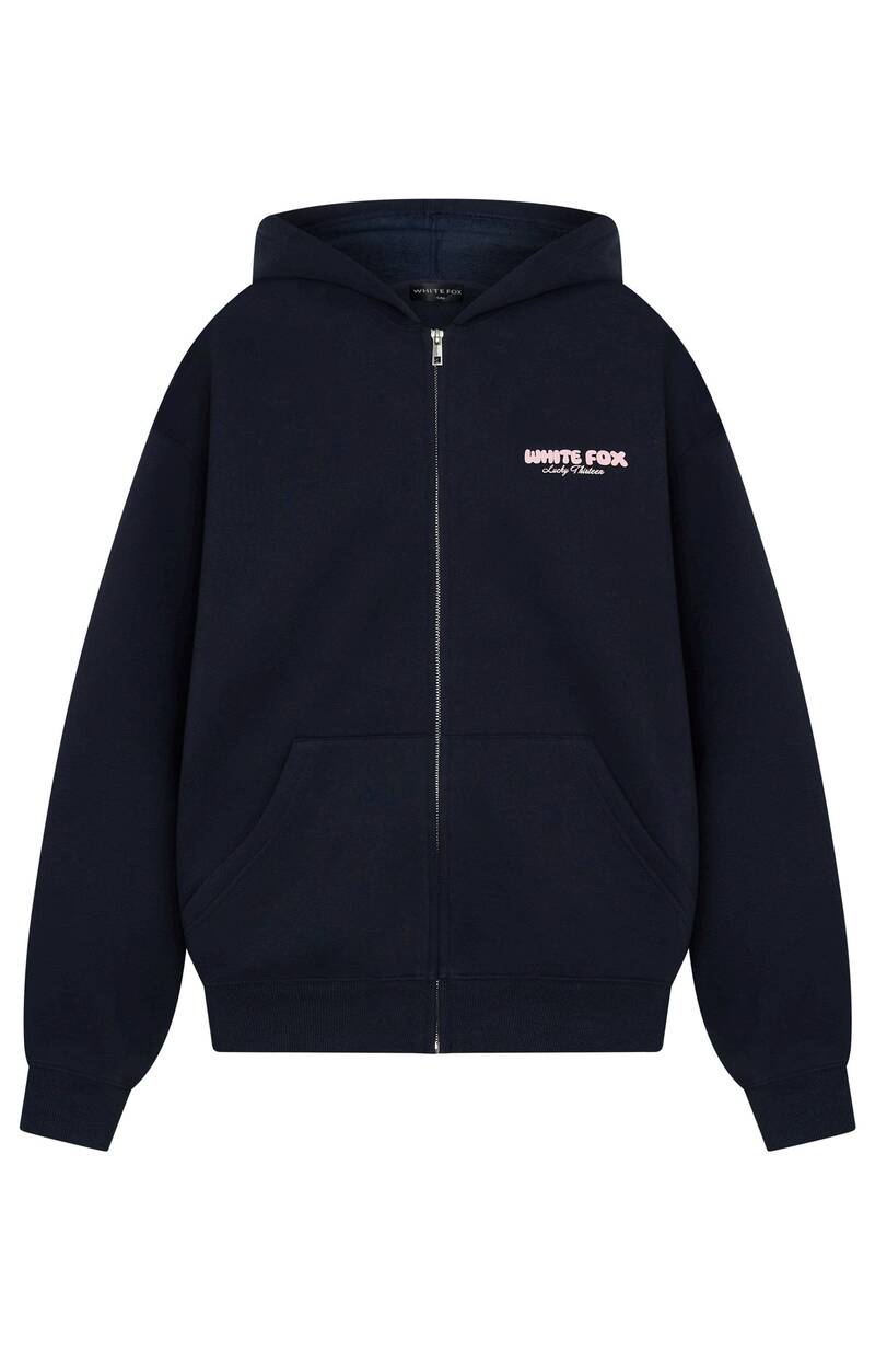 Lucky Thirteen Charise Zip Front Hoodie - Navy | Women's Oversized Fleece Hoodie
