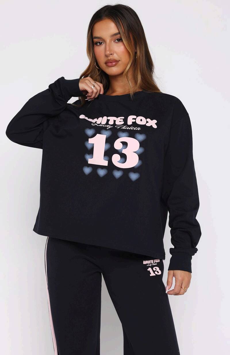 Lucky Thirteen Charise Long Sleeve Tee - Navy | Women's Relaxed Crew Neck Top