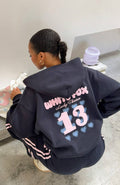 Lucky Thirteen Charise Zip Front Hoodie - Navy | Women's Oversized Fleece Hoodie