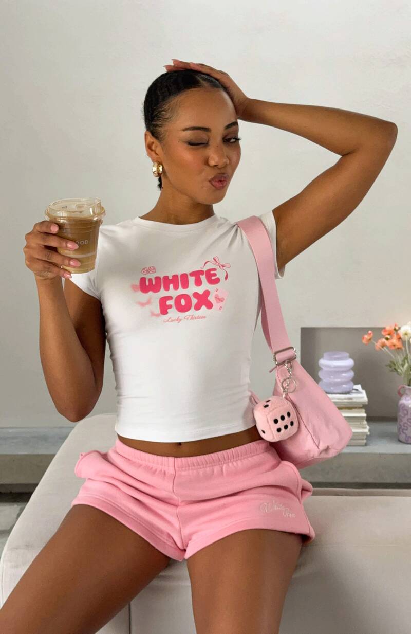 Lucky Thirteen Stephanie Baby Tee - White | Women's Form-Fitting Graphic Tee