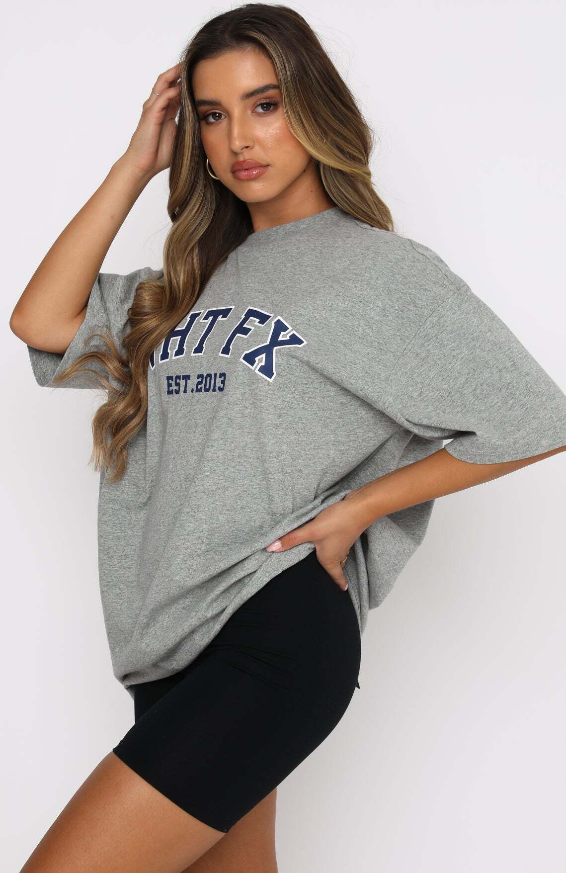 Varsity Tee - Dusty Grey Marle | Women's Oversized Graphic T-Shirt
