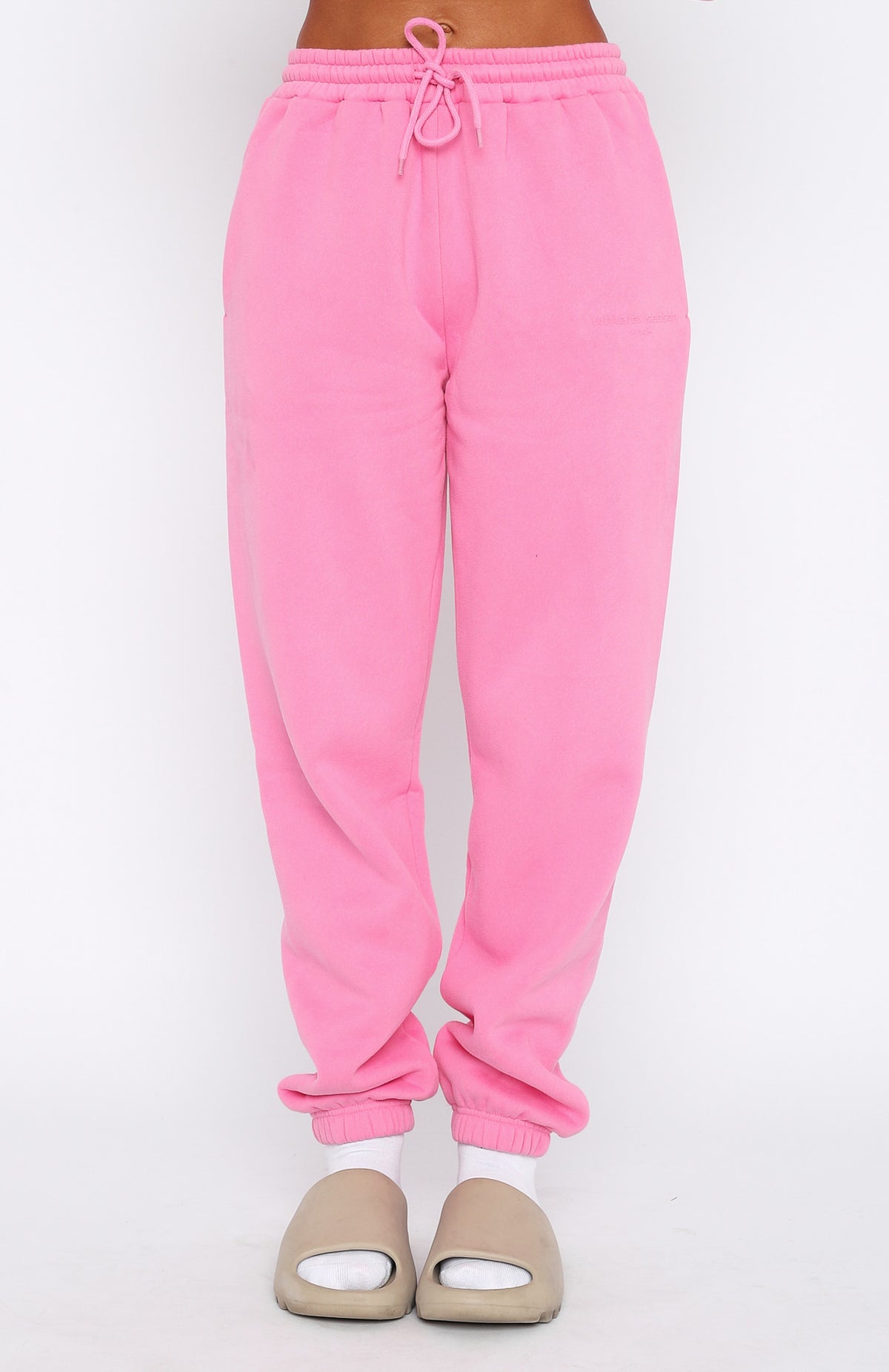 Future Forward Sweatpants - Candy Pink | Fleece Joggers with Puff Print Logo