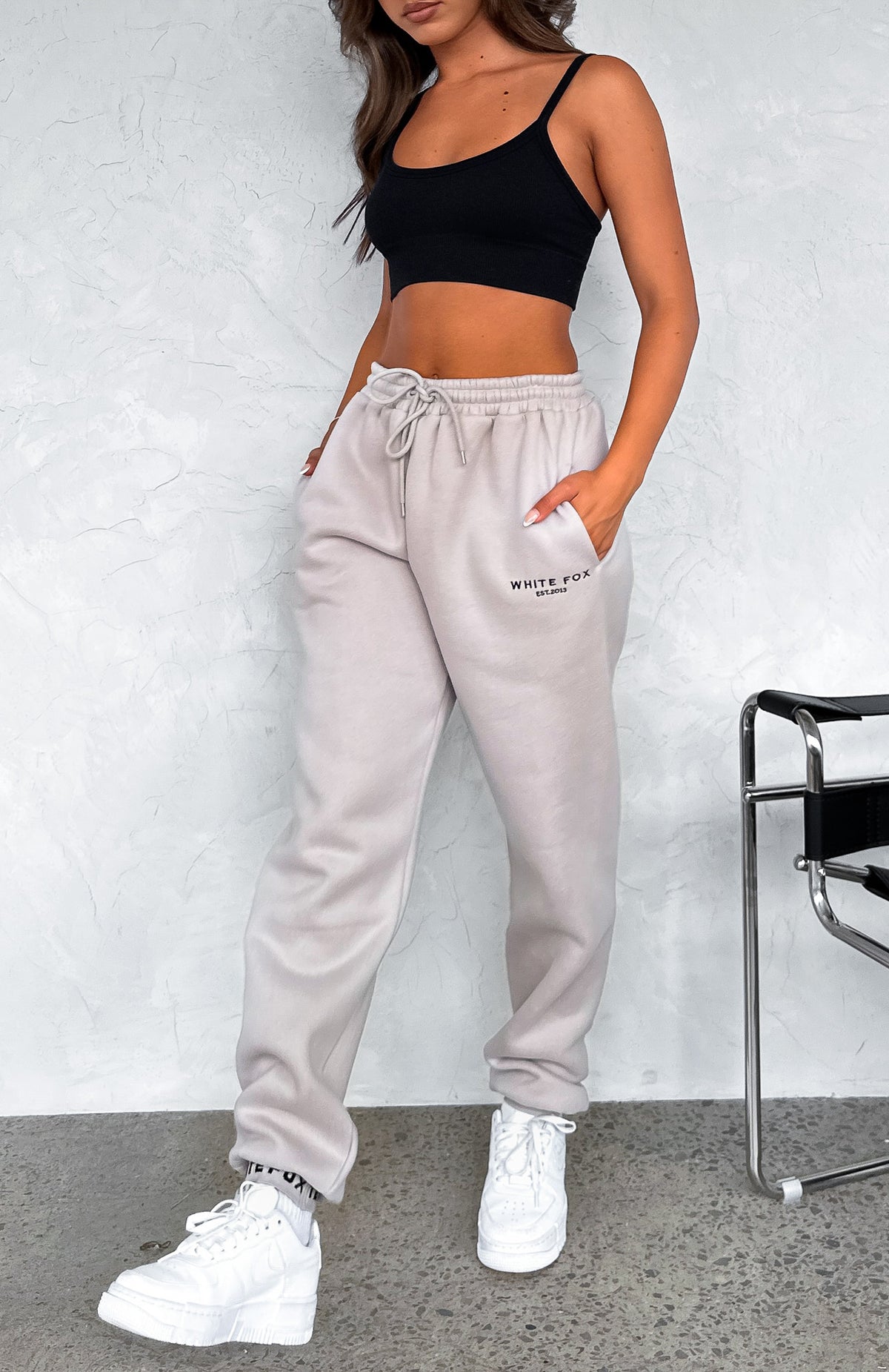 Put It On Repeat Sweatpants - Lunar | Fleece Joggers with Logo Detail
