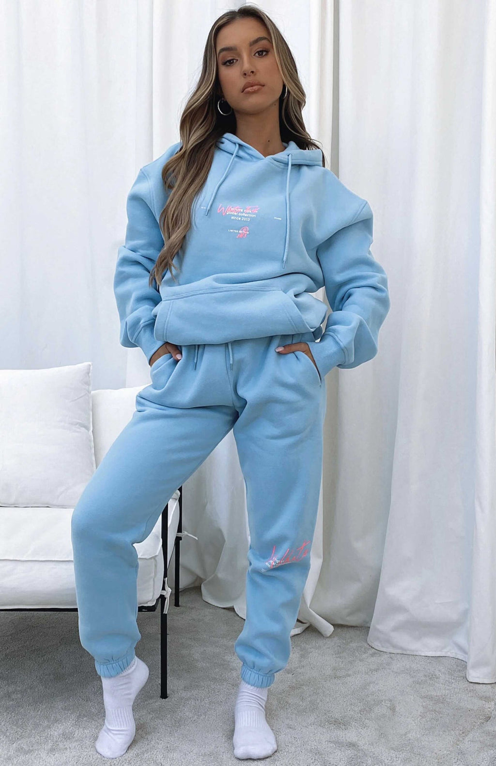 New Story Sweatpants - Baby Blue | Fleece Joggers with Printed Graphic Detail