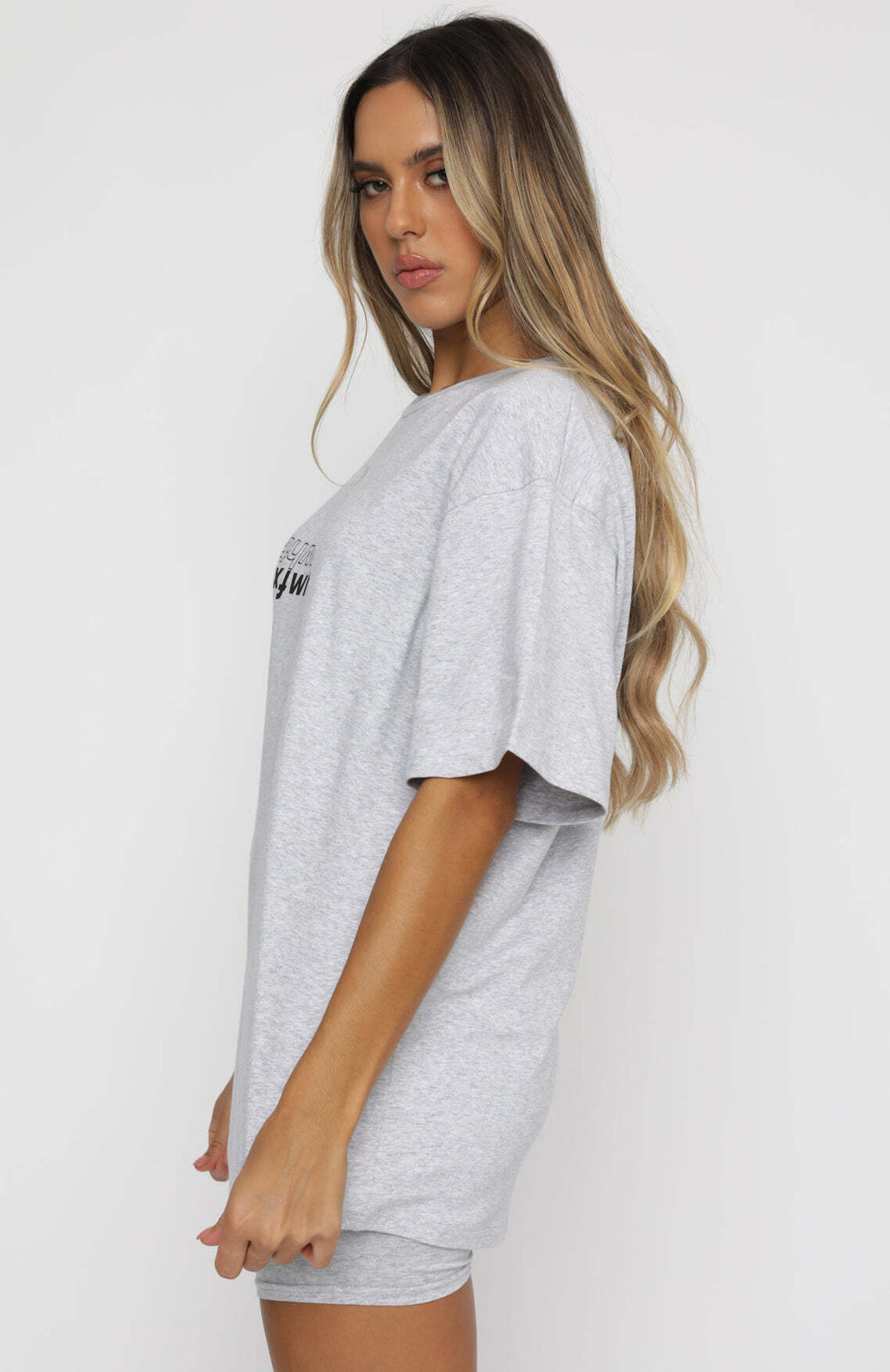 Catching Feelings Oversized Graphic Tee - Grey Marle | Women's T-Shirt