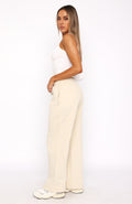 Stick With Me Wide Leg Sweatpants - Sand | High Rise Cotton Lounge Pants