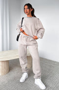 Put It On Repeat Sweatpants - Lunar | Fleece Joggers with Logo Detail