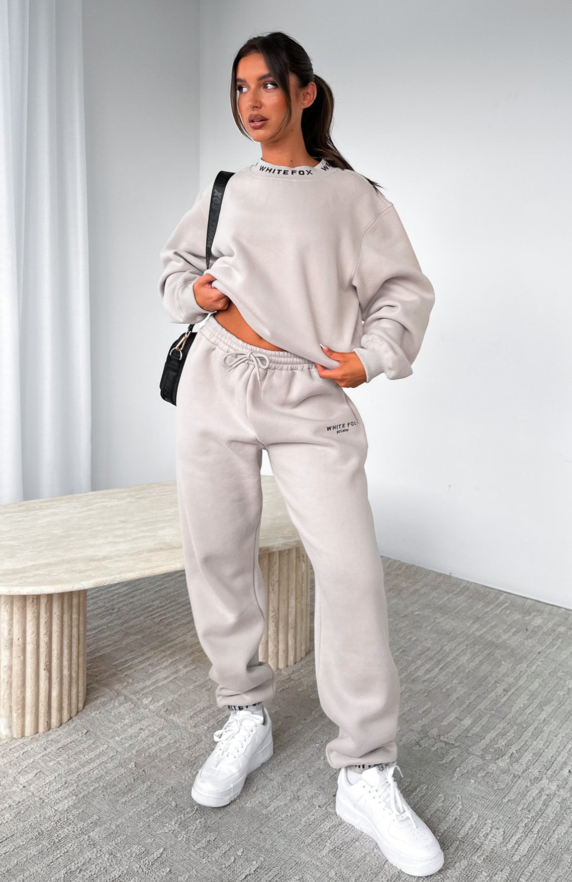 Put It On Repeat Sweatpants - Lunar | Fleece Joggers with Logo Detail