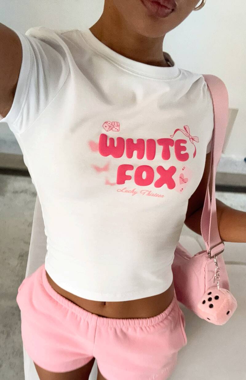 Lucky Thirteen Stephanie Baby Tee - White | Women's Form-Fitting Graphic Tee