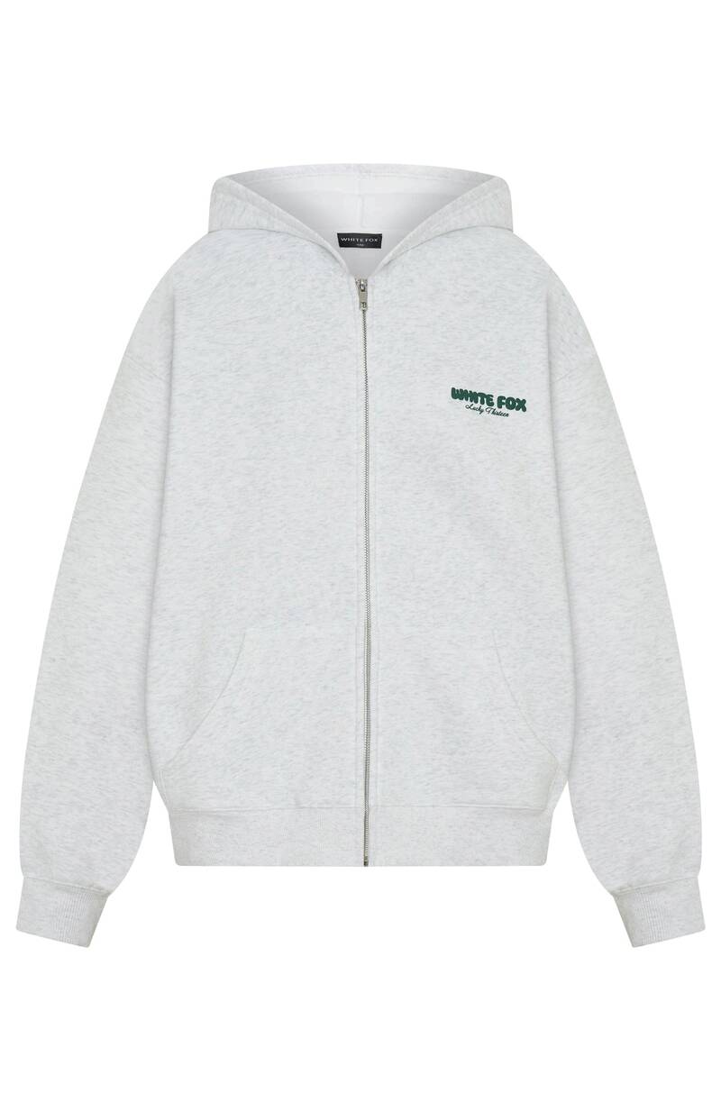 Lucky Thirteen Charise Zip Front Hoodie - Grey Marle | Women's Oversized Fleece Hoodie