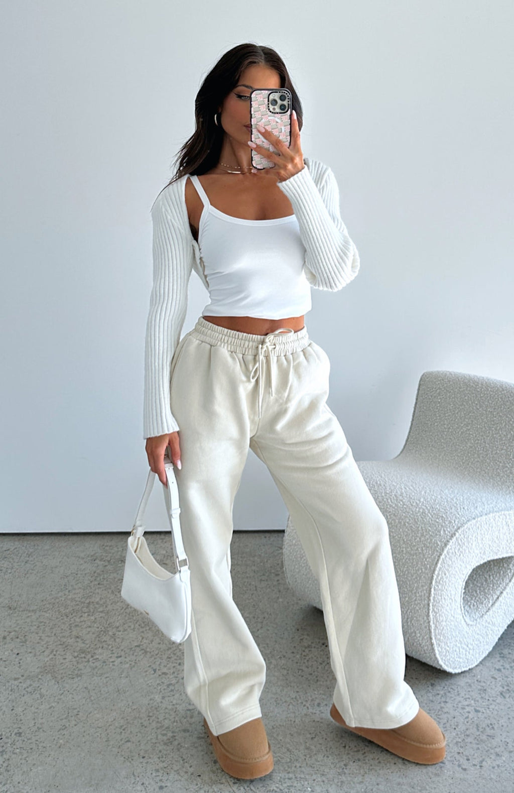 Stick With Me Wide Leg Sweatpants - Sand | High Rise Cotton Lounge Pants