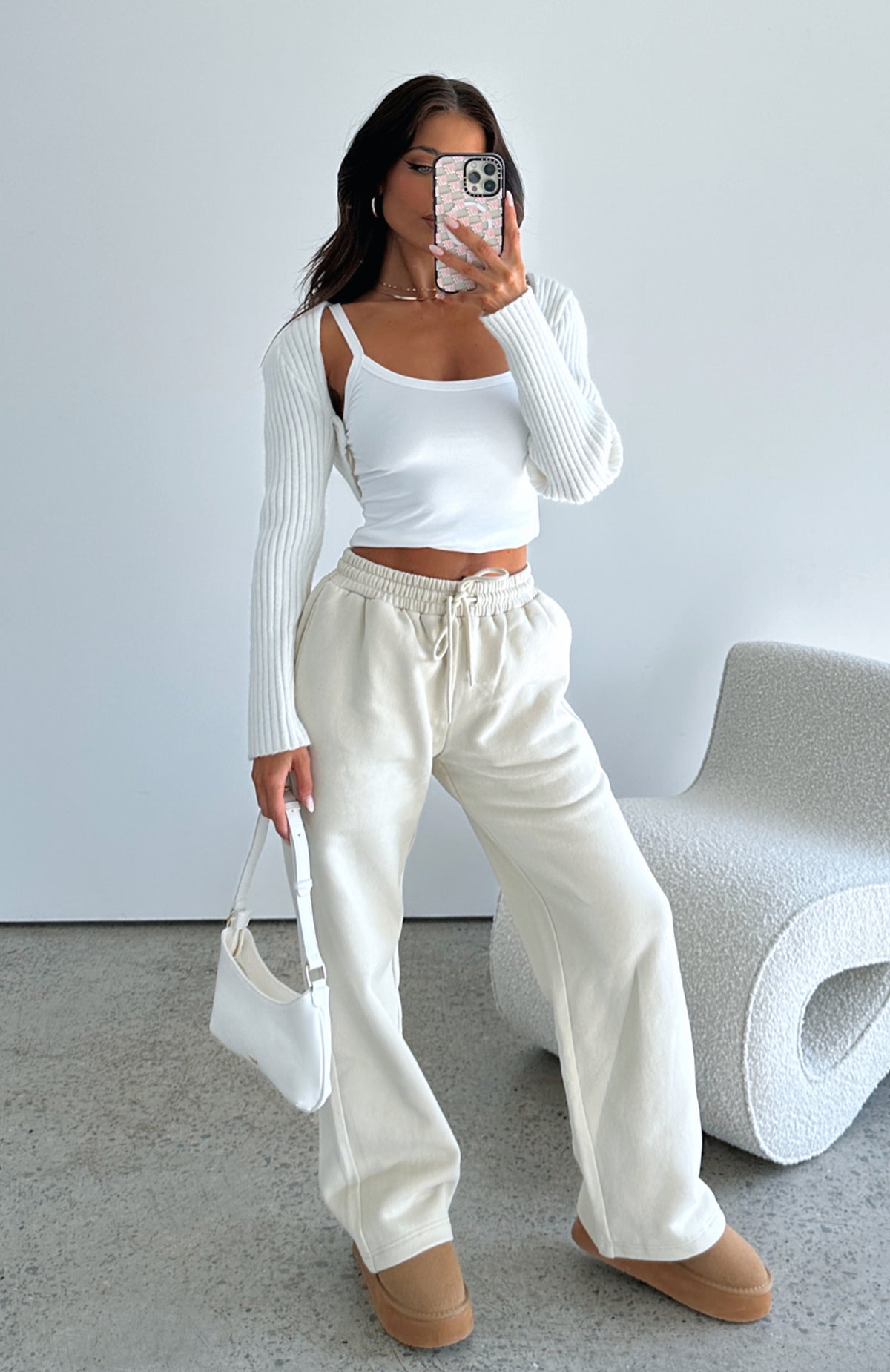 Stick With Me Wide Leg Sweatpants - Sand | High Rise Cotton Lounge Pants