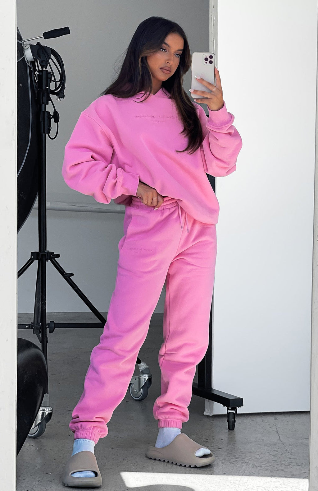 Future Forward Sweatpants - Candy Pink | Fleece Joggers with Puff Print Logo