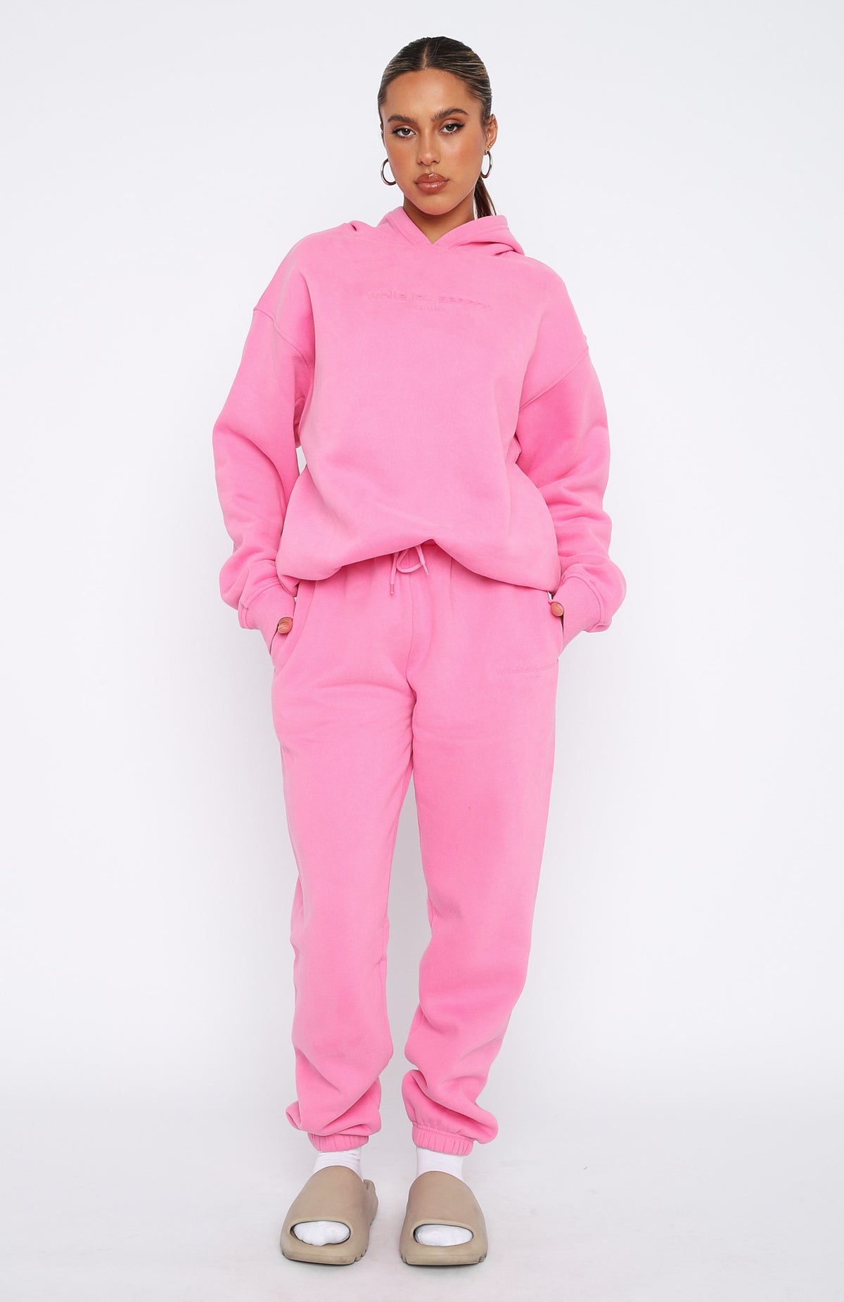 Future Forward Sweatpants - Candy Pink | Fleece Joggers with Puff Print Logo