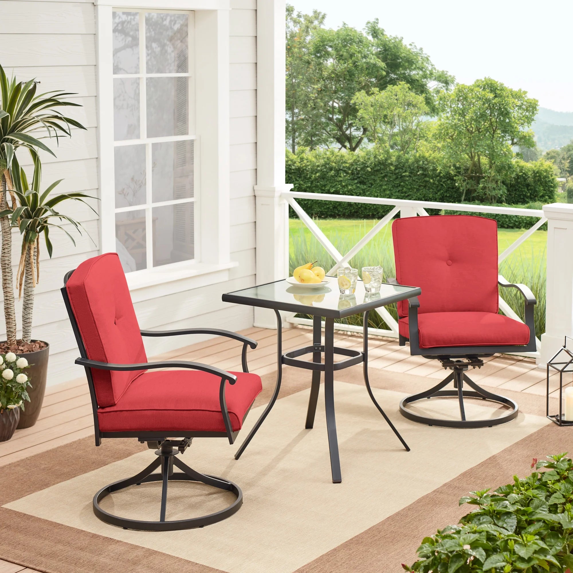 Mainstays Belden Park 3-Piece Outdoor Patio Bistro Set, Red