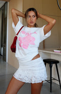 With Love Lace Mini Skirt - White | Women's Sheer Mesh Frill Hem