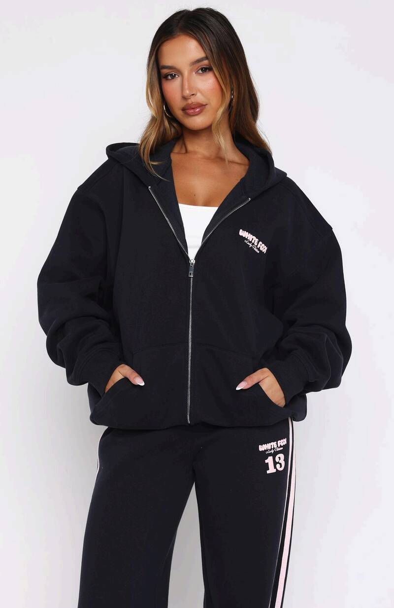 Lucky Thirteen Charise Zip Front Hoodie - Navy | Women's Oversized Fleece Hoodie