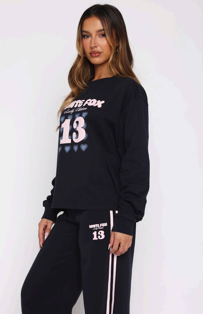 Lucky Thirteen Charise Long Sleeve Tee - Navy | Women's Relaxed Crew Neck Top