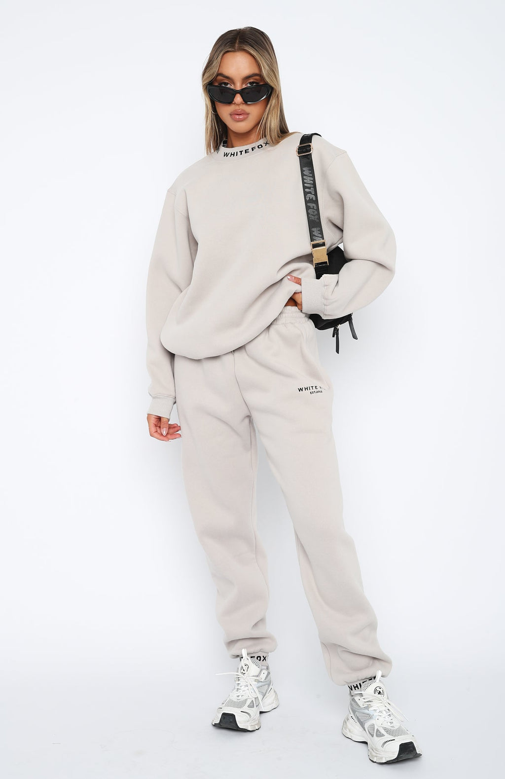 Put It On Repeat Sweatpants - Lunar | Fleece Joggers with Logo Detail