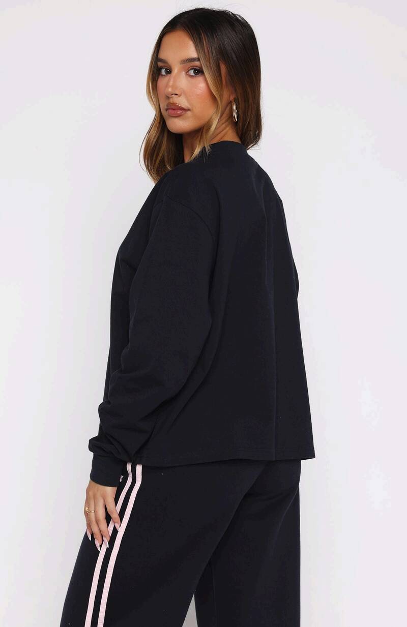 Lucky Thirteen Charise Long Sleeve Tee - Navy | Women's Relaxed Crew Neck Top