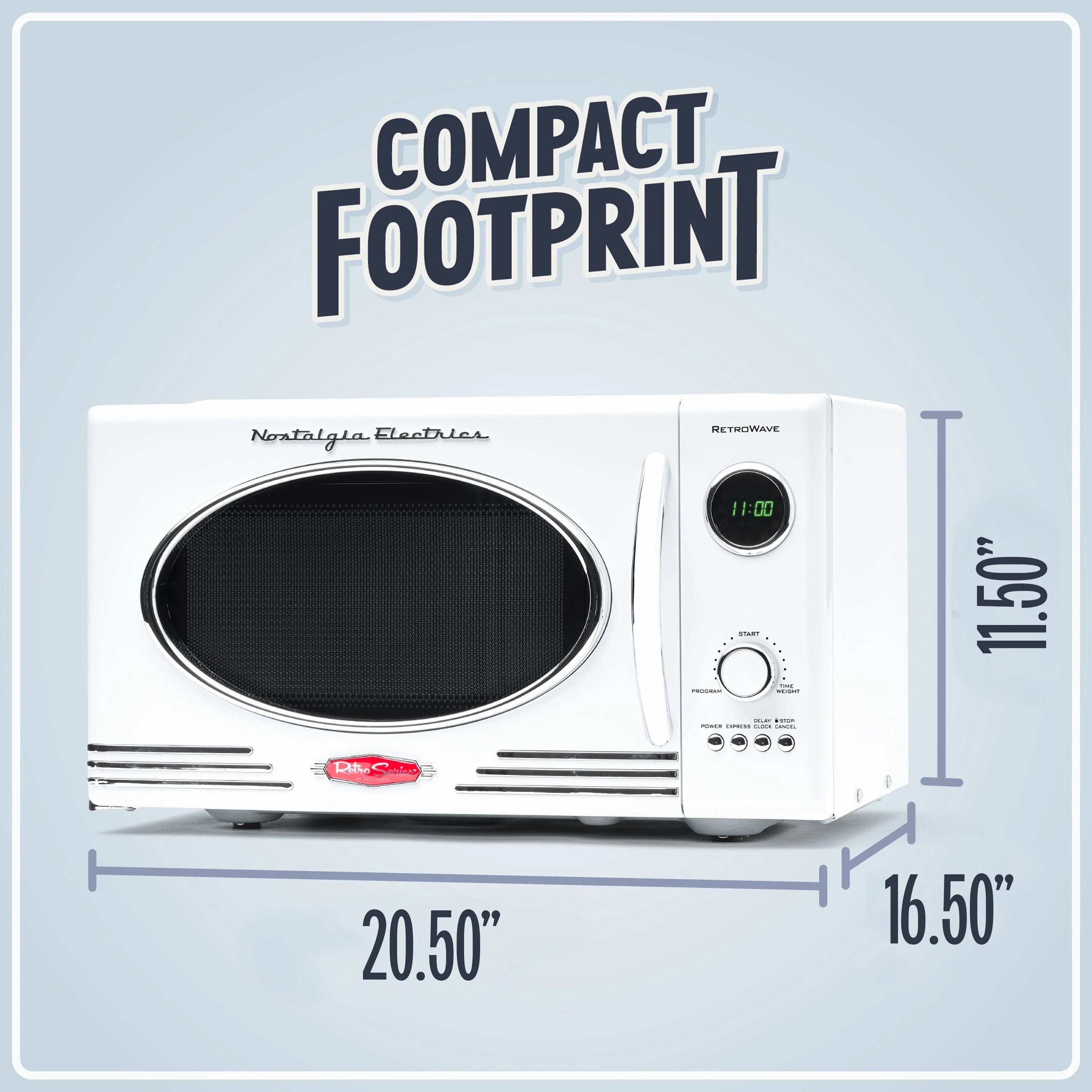 Nostalgia Retro Microwave for Countertop 0.9 cu ft Vintage Microwave, White