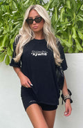 Catching Feelings Oversized Graphic Tee - Black | Women's T-Shirt