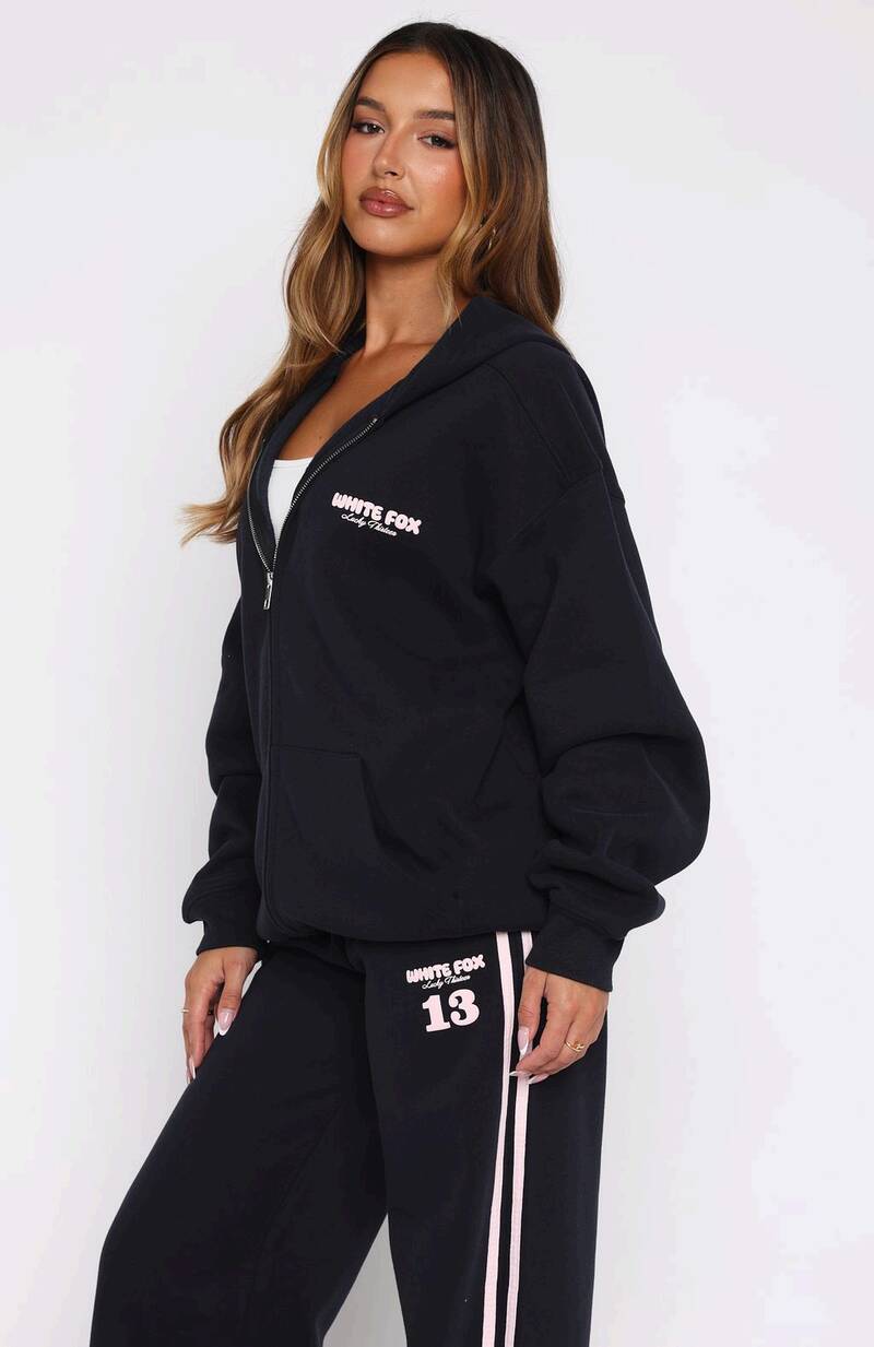 Lucky Thirteen Charise Zip Front Hoodie - Navy | Women's Oversized Fleece Hoodie