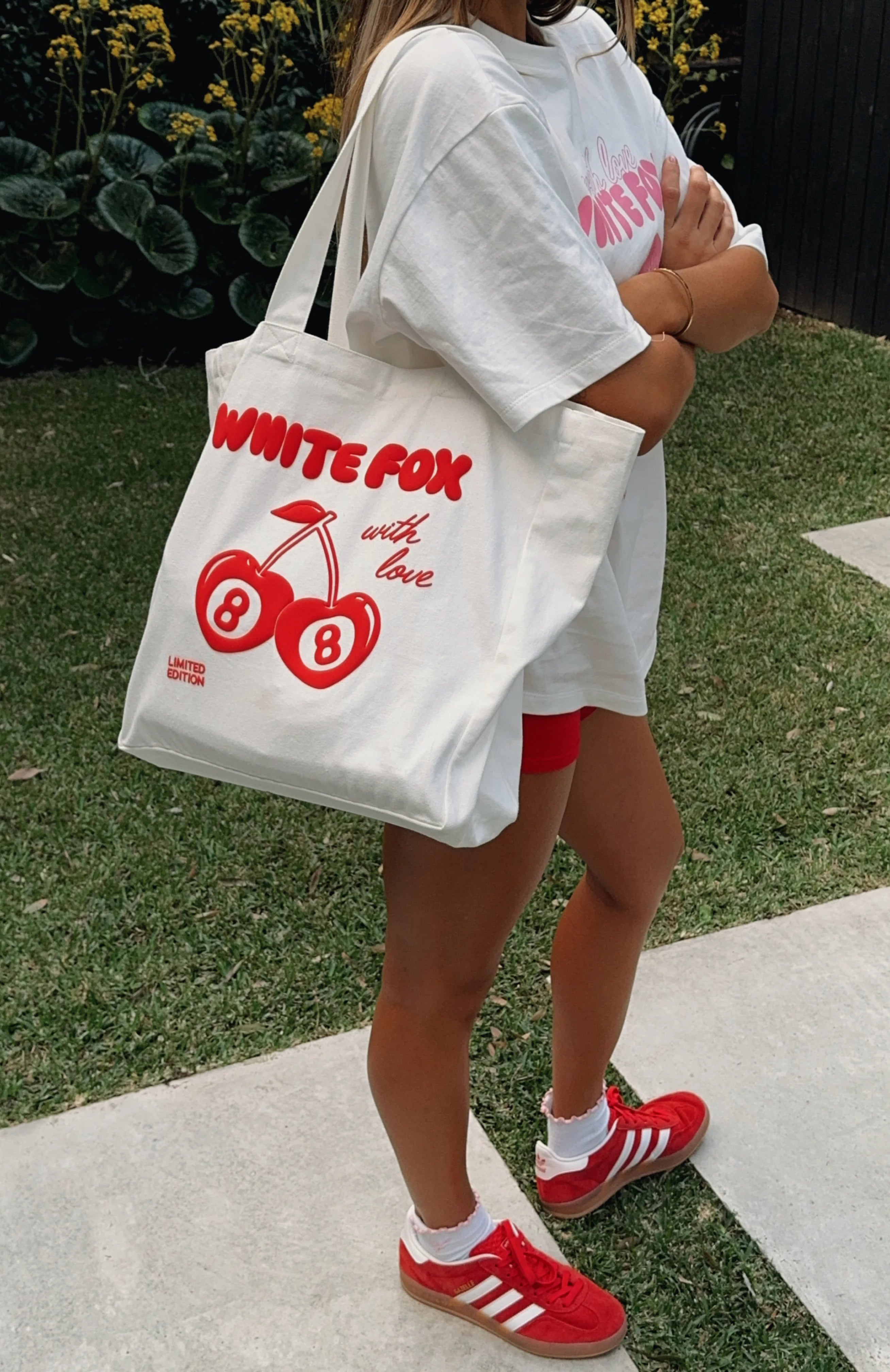 With Love In The Moment Tote Bag - White | White Fox Logo Canvas Bag