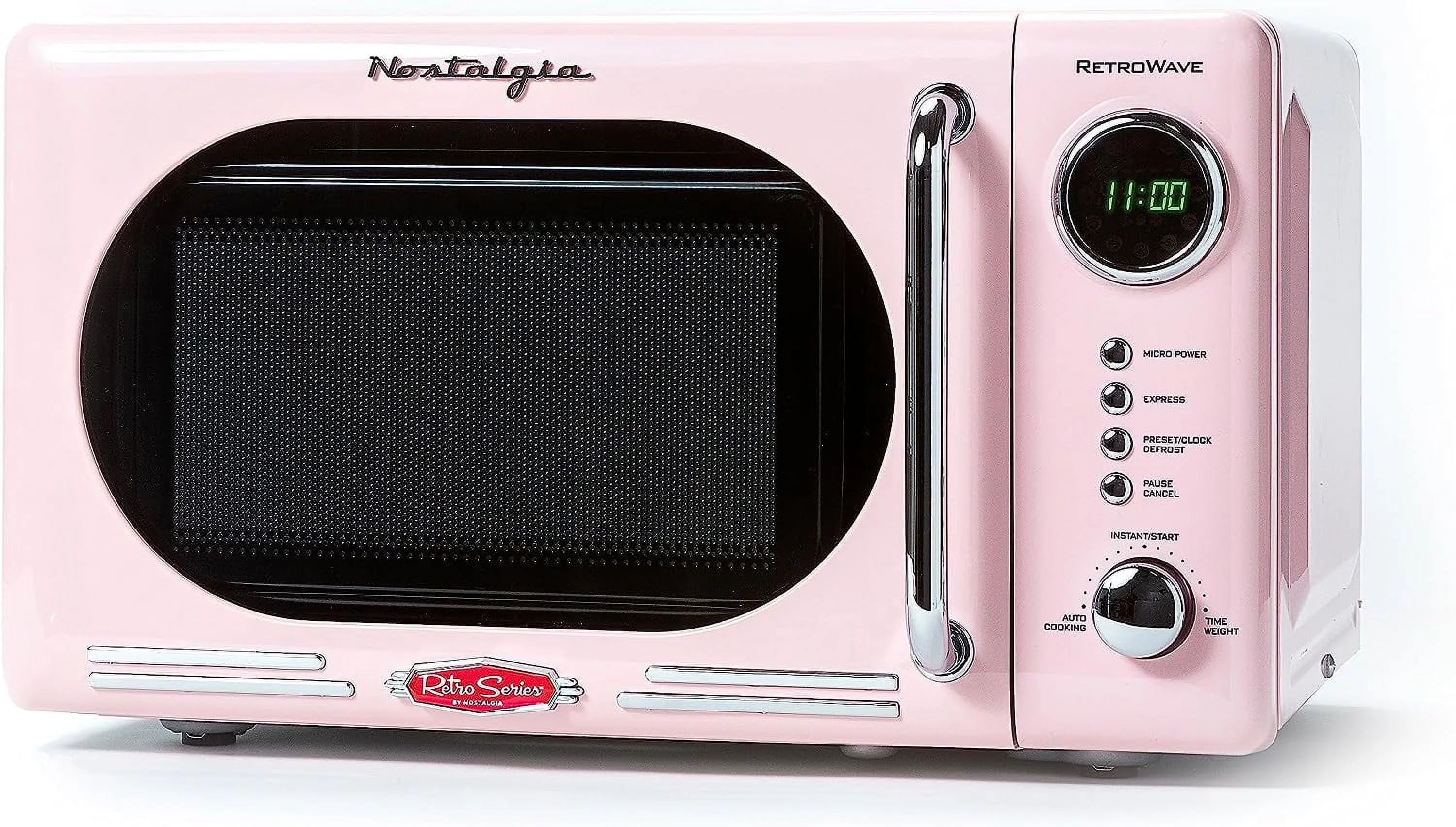 Nostalgia Retro Microwave for Countertop 0.7 cu ft Vintage Microwave, Pink