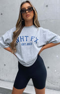 Varsity Tee - Dusty Grey Marle | Women's Oversized Graphic T-Shirt