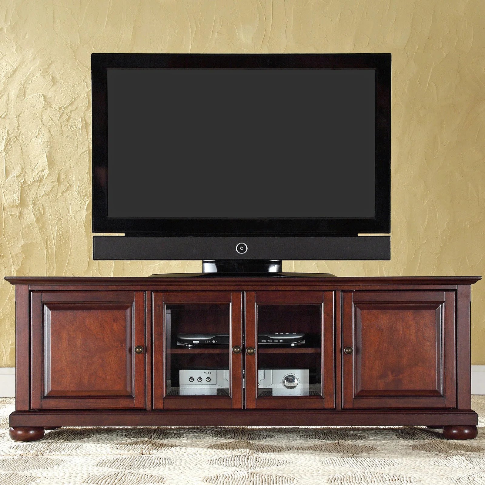 Crosley Alexandria 60" Low Profile TV Stand, Color: Vintage Mahogany Finish