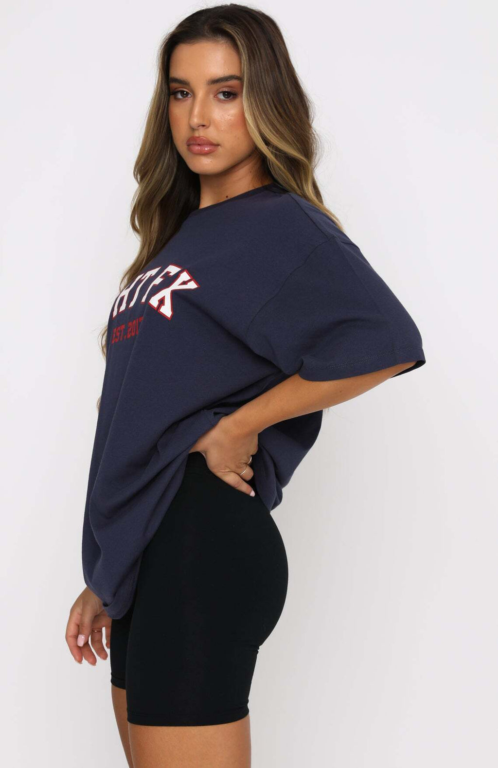 Varsity Tee - Dusty Navy | Women's Relaxed Fit T-Shirt