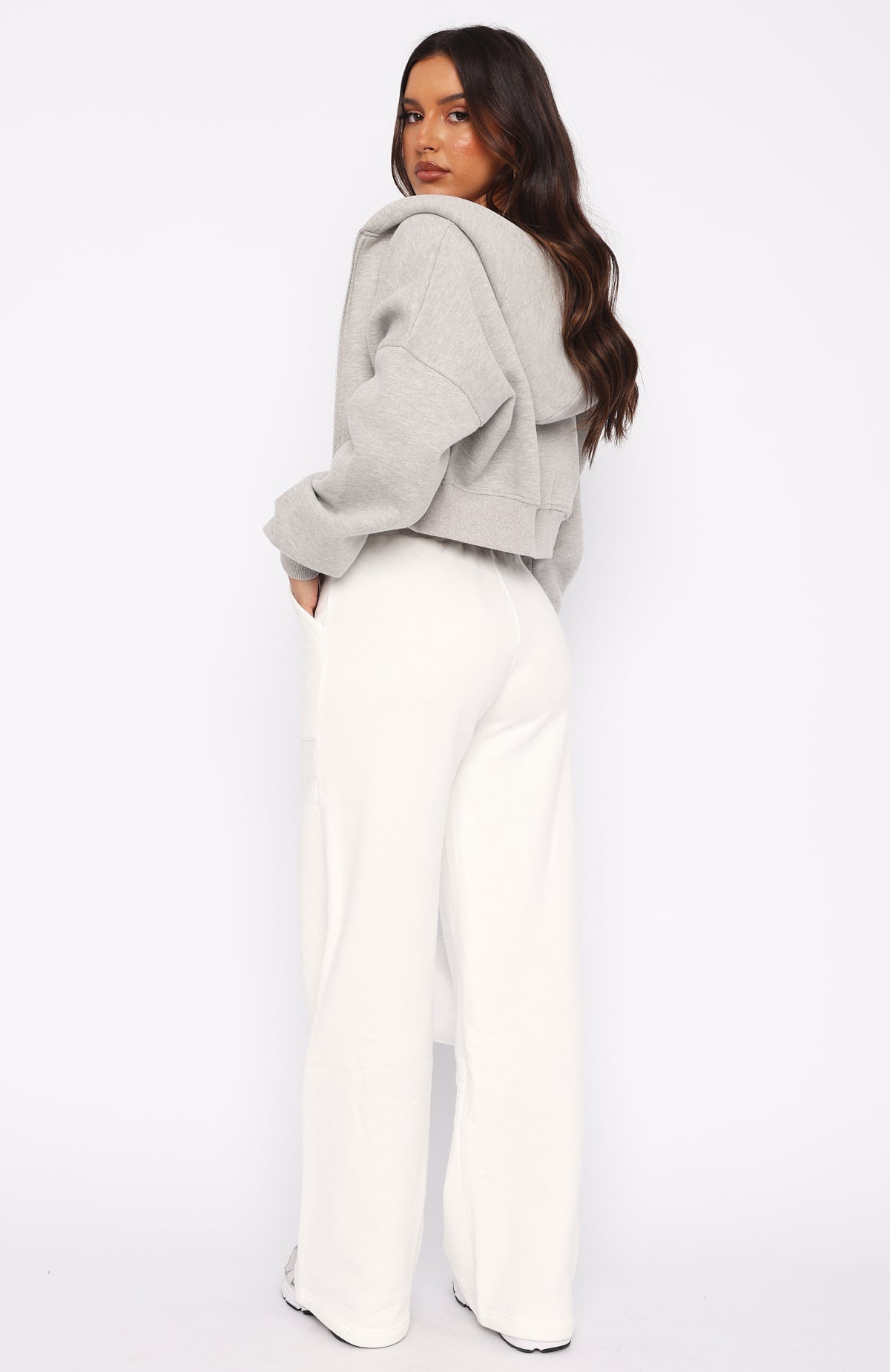 You'd Love It Here Sweatpants - White | High Rise Wide Leg Cotton Lounge Pants