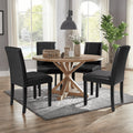 Lacoo Set of 4 Urban Style PU Leather Dining Chairs with Wood Legs, Black