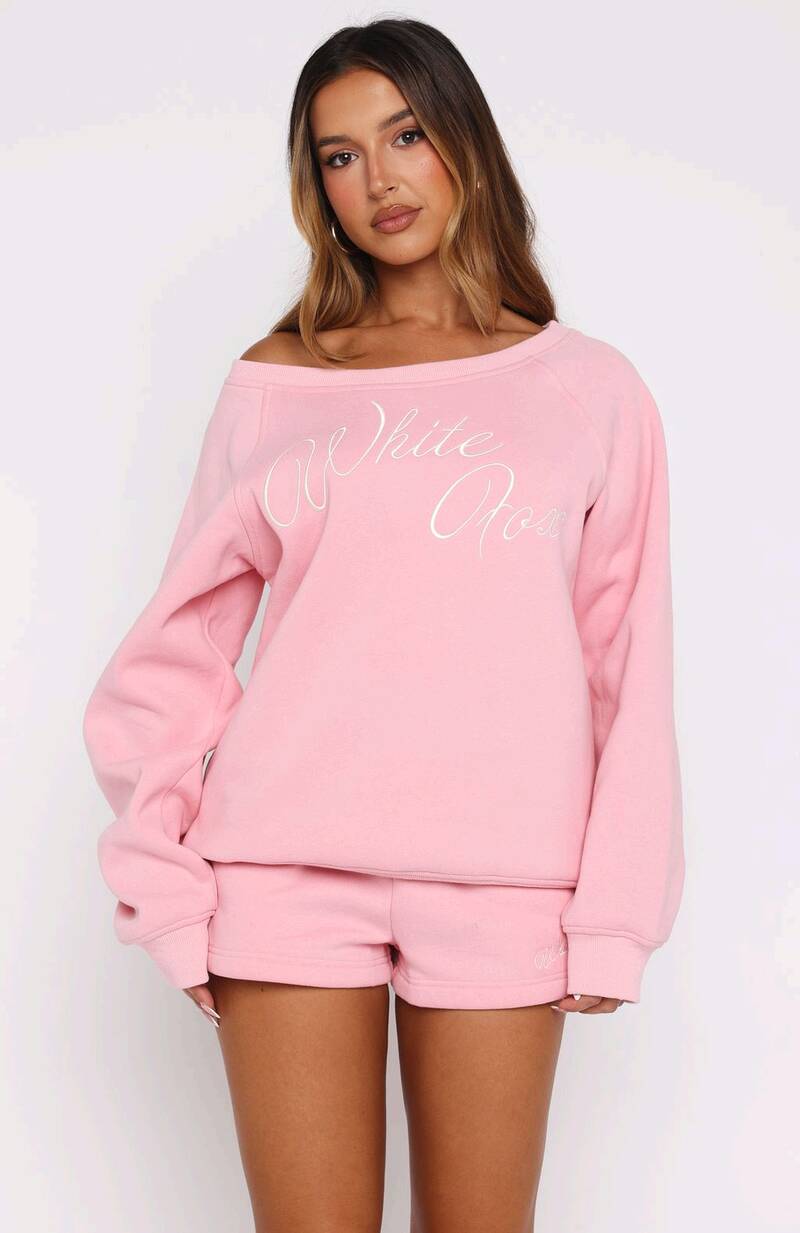Lucky Thirteen Elsa Off Shoulder Sweater - Candy Pink | Women's Ribbed Lounge Top