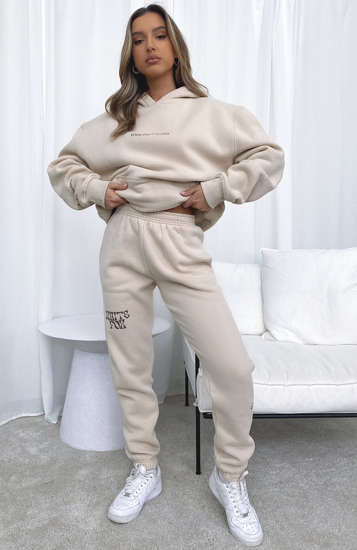 Can't Get Enough Sweatpants - Sand | Vintage Fleece Joggers with Logo Detail