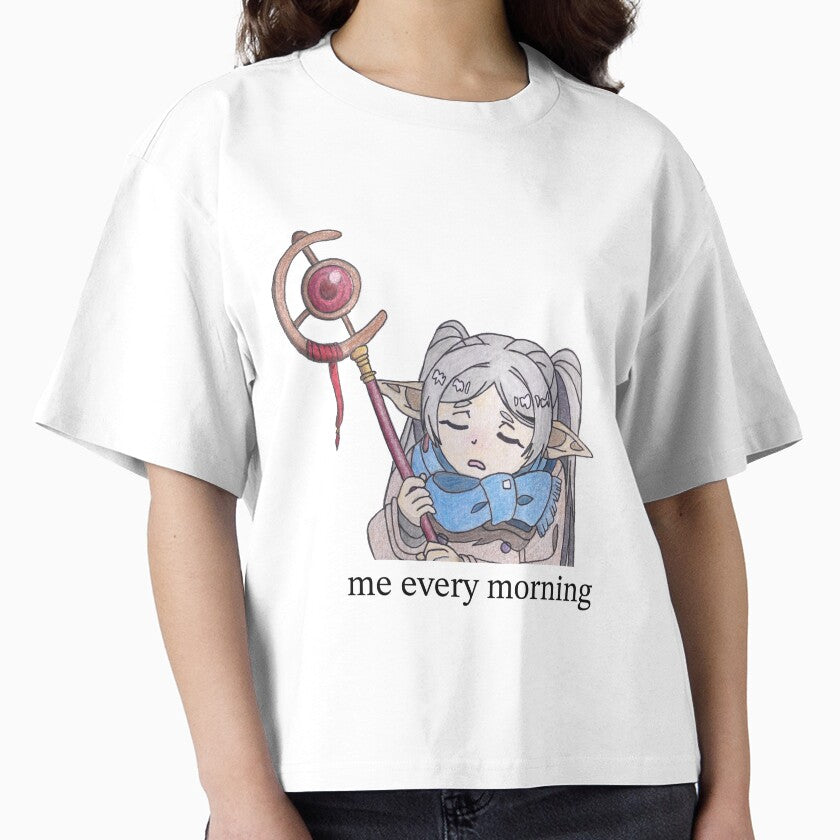 Me Every Morning Tired Frieren Meme Boxy T-Shirt