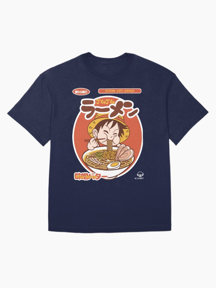Straw Hat Ramen Shop Graphic Top, Trendy Oversized Anime Tee - - One Piece
