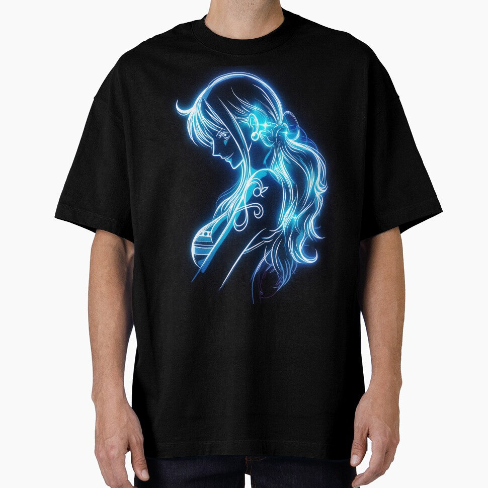 Nami Electric Glow Aesthetic Tee, Stylish Female Character Top - - One Piece