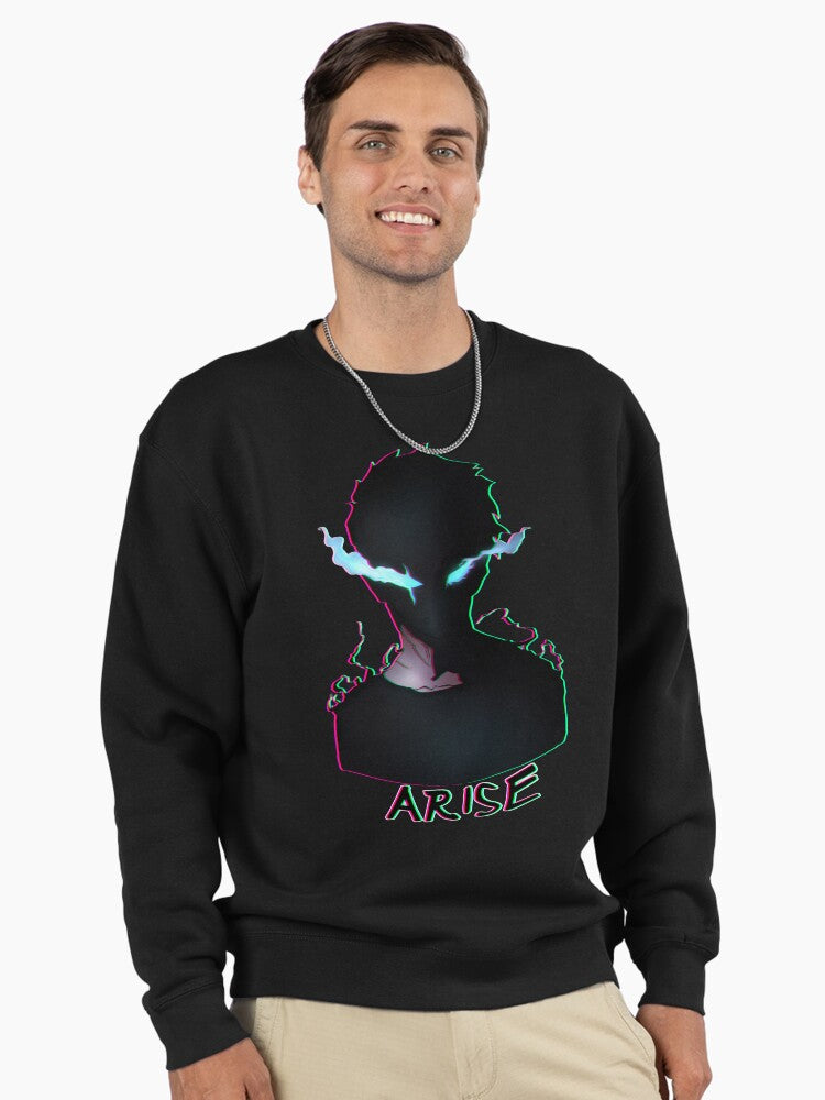Doodle Arise Command Pullover - Trendy Minimalist Anime Outerwear - Solo Leveling Black