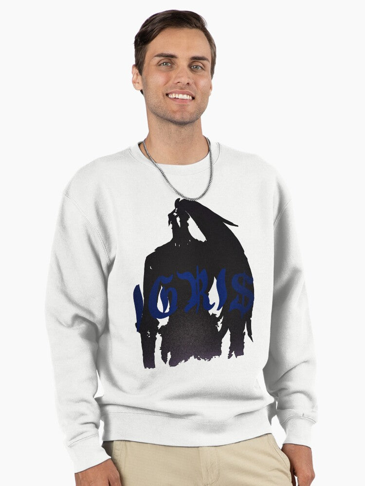 Scribble Blue Soldier Pullover Hoodie - Soft Cotton Anime Outerwear - Solo Leveling White
