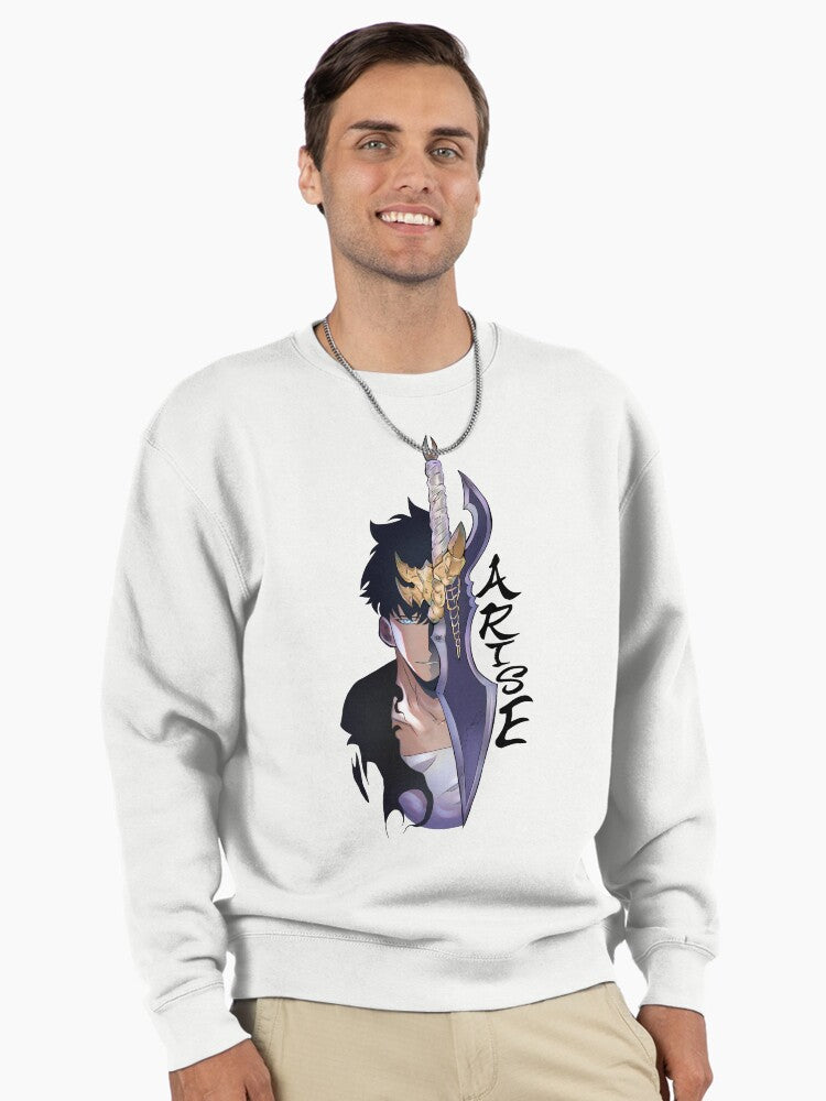 Scribble Solo Hunter Pullover - Exclusive Anime Design Sweatshirt - Solo Leveling White
